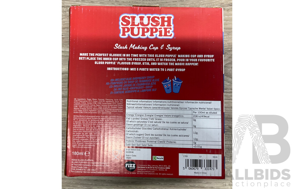 SLUSH PUPPIE Slushie Freeze Pop/Making Cup/Syrups - lot of 9