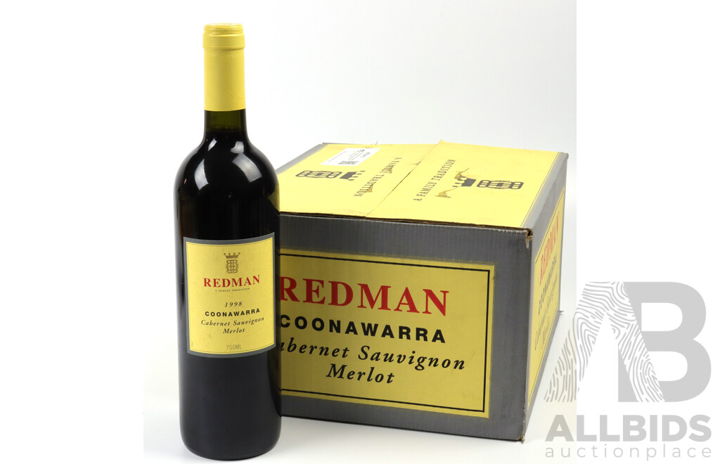 Lot of Six Redman Coonawarra Cabernet Sauvignon Merlot, 1998 Vintage