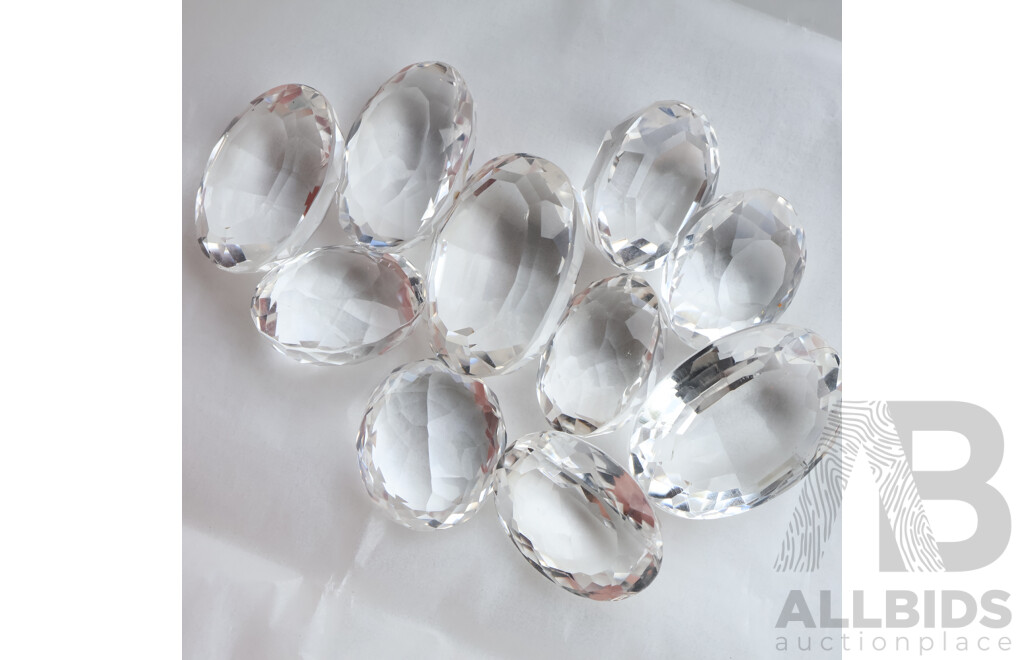 White Quartz (10) Natural Clean Oval Cut Gemstones, 276.45ct