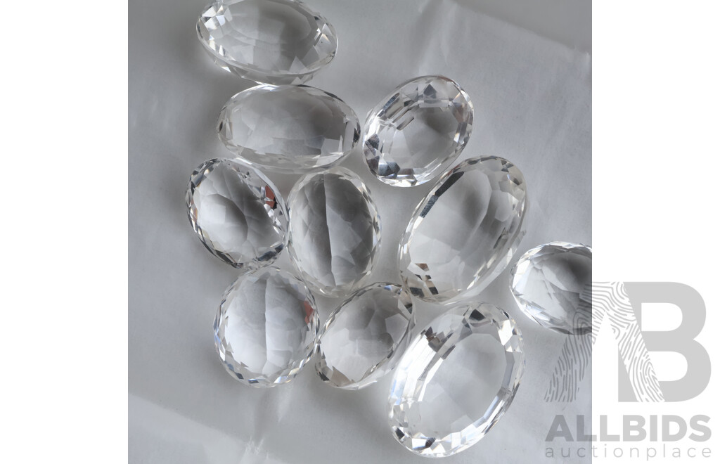White Quartz (10) Natural Clean Oval Cut Gemstones, 276.45ct