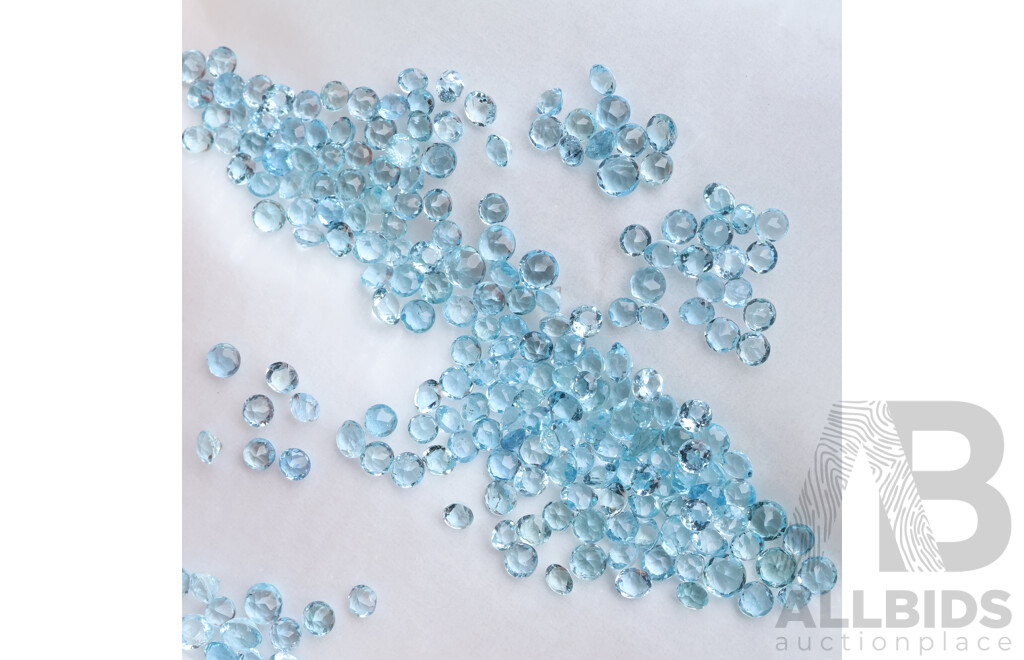 Aquamarine Melee 48.0ct Unset Light Blue Round Brilliant Cut Median Size 5mm