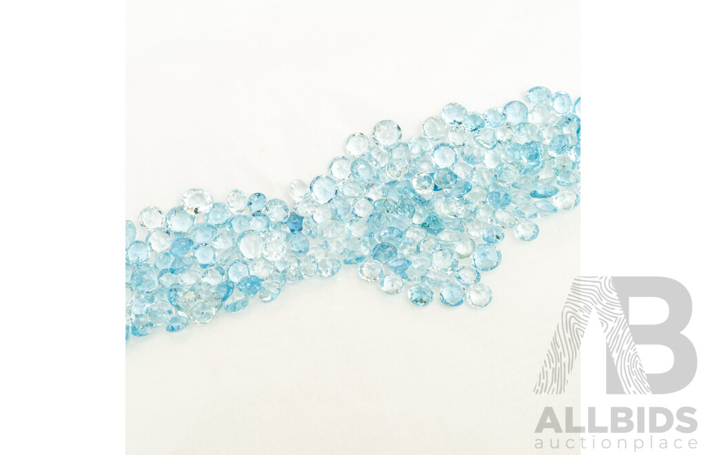 Aquamarine Melee 48.0ct Unset Light Blue Round Brilliant Cut Median Size 5mm