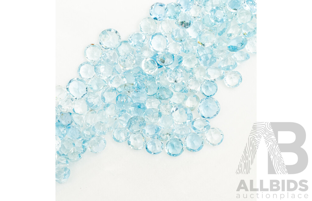Aquamarine Melee 48.0ct Unset Light Blue Round Brilliant Cut Median Size 5mm