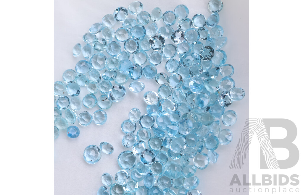 Aquamarine Melee 48.0ct Unset Light Blue Round Brilliant Cut Median Size 5mm