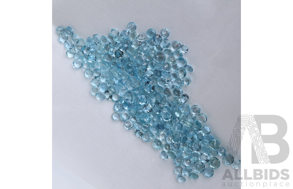 Aquamarine Melee 48.0ct Unset Light Blue Round Brilliant Cut Median Size 5mm