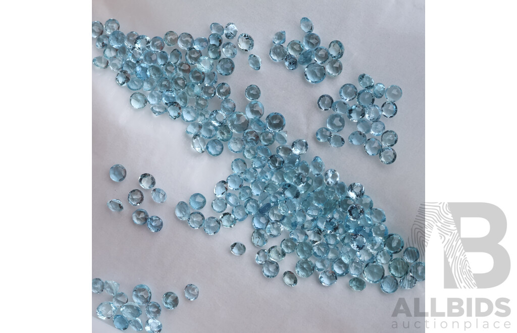 Aquamarine Melee 48.0ct Unset Light Blue Round Brilliant Cut Median Size 5mm