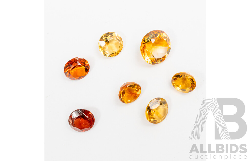 Citrine (7) Yellow - Madiera Natural Unset Gemstones, 8.32ct