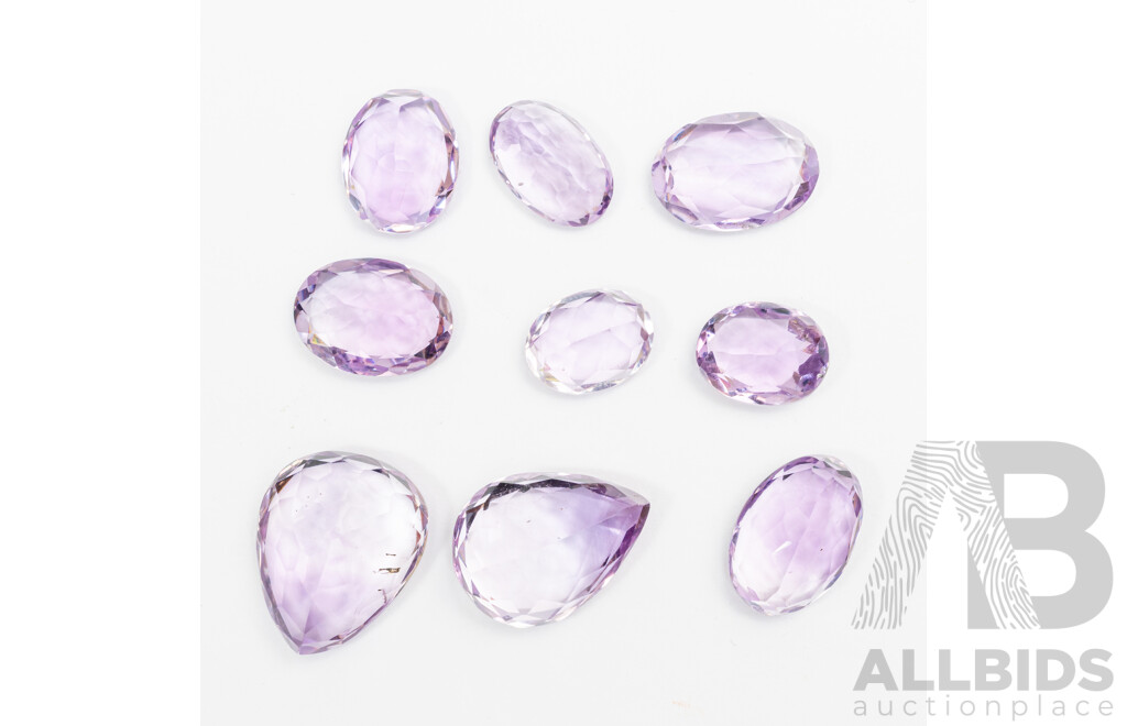 Amethyst Rose De France, (9) Natural Unset Gemstones, 38.97ct
