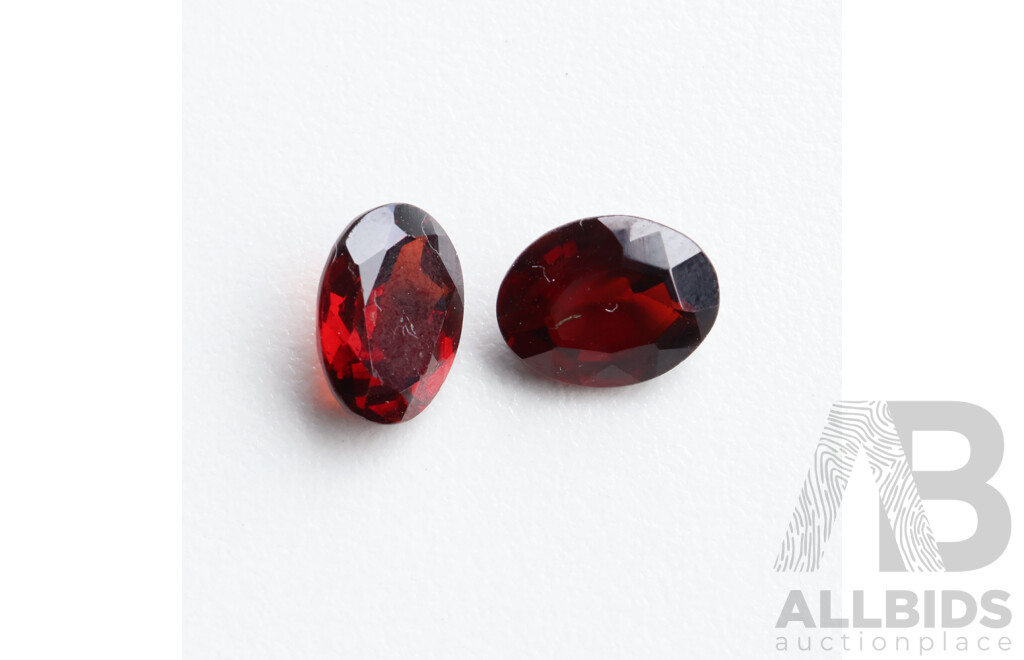 Garnet (2) Red Natural Oval Cut Gemstones, 4.70ct