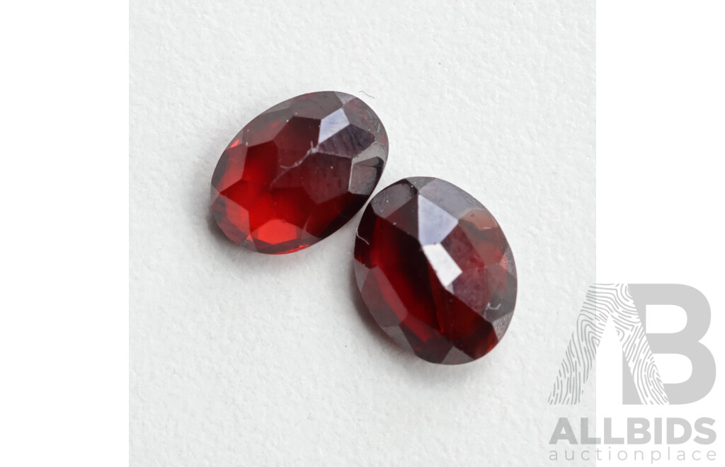 Garnet (2) Red Natural Oval Cut Gemstones, 4.70ct