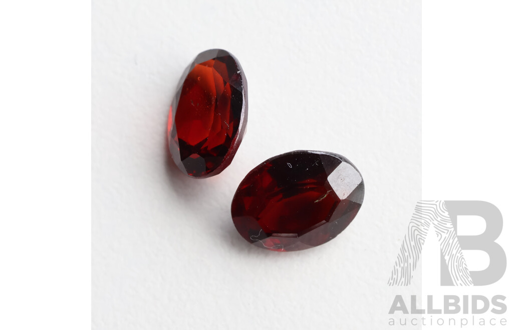 Garnet (2) Red Natural Oval Cut Gemstones, 4.70ct