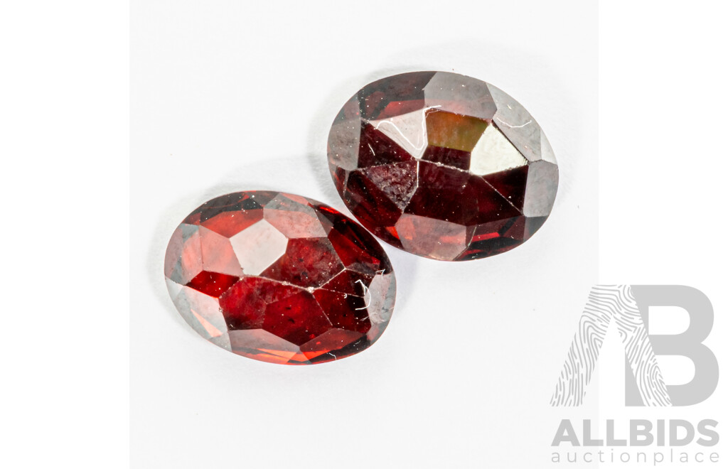 Garnet (2) Red Natural Oval Cut Gemstones, 4.70ct