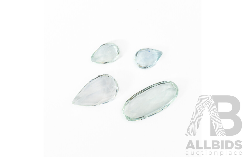 Aquamarine (4) Pale Blue Natural Unset Gemstones, in Pear & Oval Cuts, 9.27ct