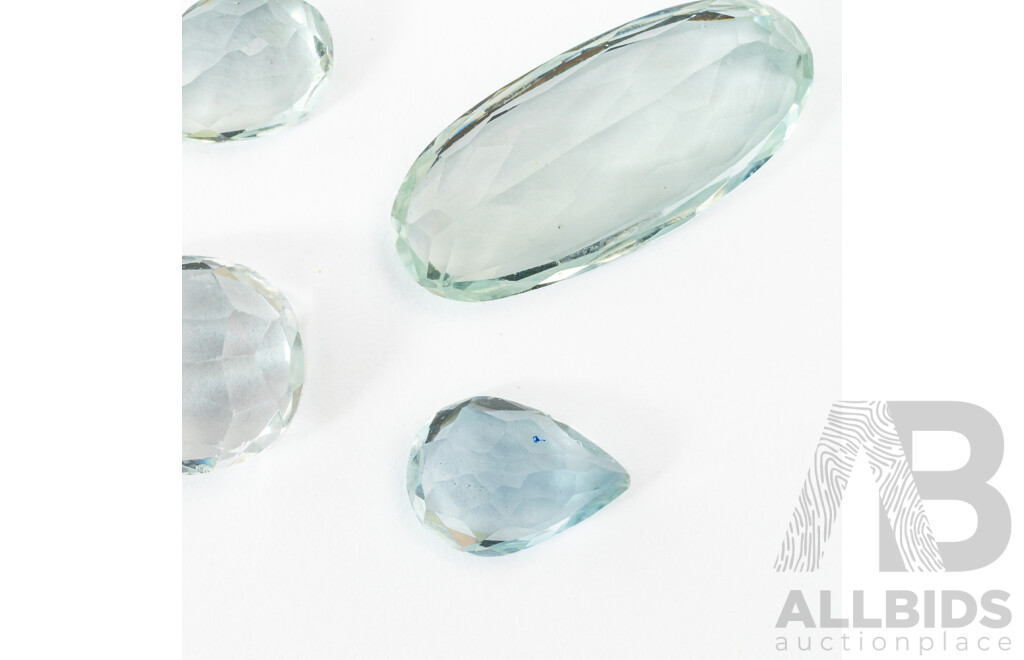 Aquamarine (4) Pale Blue Natural Unset Gemstones, in Pear & Oval Cuts, 9.27ct