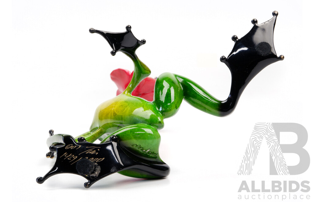Limited Edition Tim Cotterill, the Frogman 'Hibiscus' Bronze Sculptor, Handpainted with COA 1429/2000