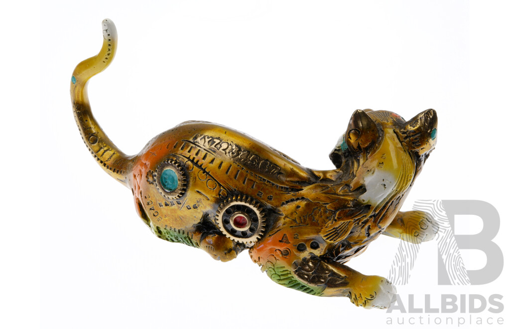 Limited Edition Nano Lopez Studio, Cat 'Sam' Bronze Sculptor, Handpainted with COA 146/199