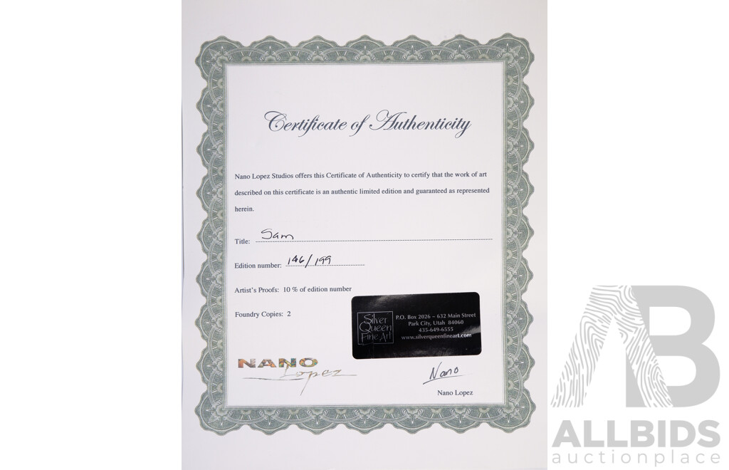 Limited Edition Nano Lopez Studio, Cat 'Sam' Bronze Sculptor, Handpainted with COA 146/199