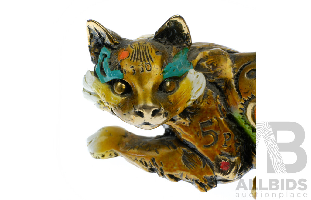 Limited Edition Nano Lopez Studio, Cat 'Sam' Bronze Sculptor, Handpainted with COA 146/199