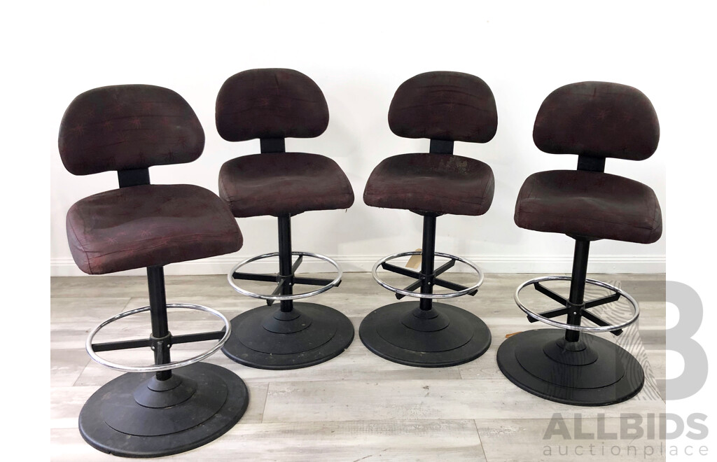 Four Upholstered Club Stools