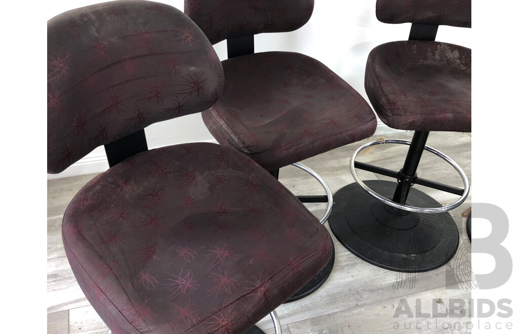 Four Upholstered Club Stools