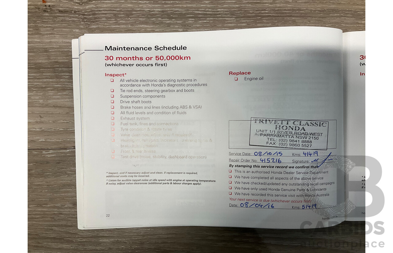 10/2012 Honda Odyssey Luxury RB MY12 4d Wagon Metallic Grey 2.4L - 7 Seater