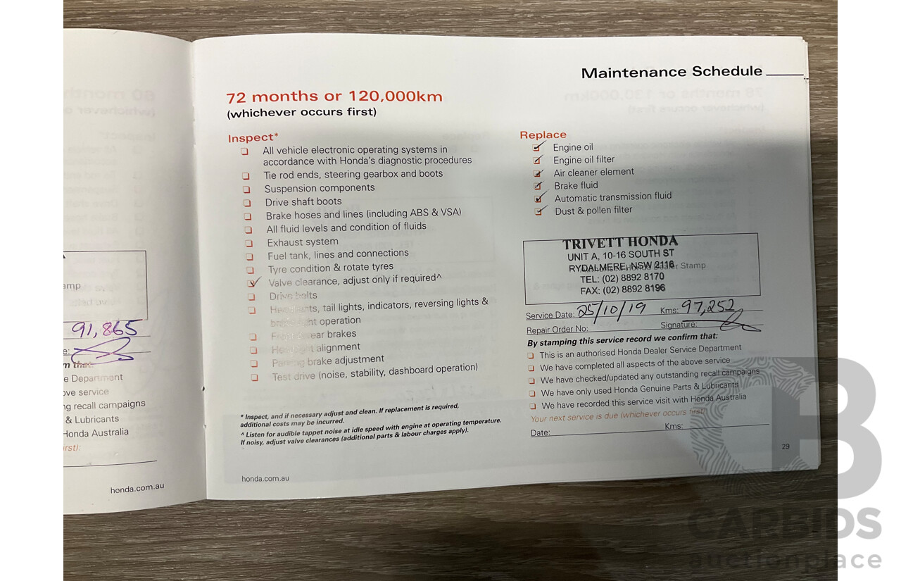 10/2012 Honda Odyssey Luxury RB MY12 4d Wagon Metallic Grey 2.4L - 7 Seater