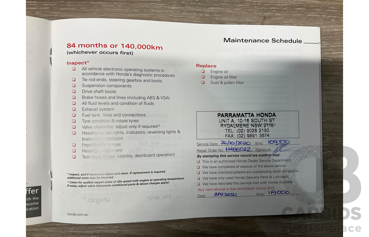 10/2012 Honda Odyssey Luxury RB MY12 4d Wagon Metallic Grey 2.4L - 7 Seater