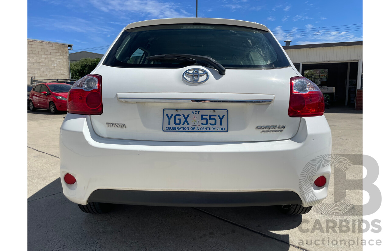 10/10 Toyota Corolla ASCENT FWD ZRE152R MY10 5D Hatchback White 1.8L