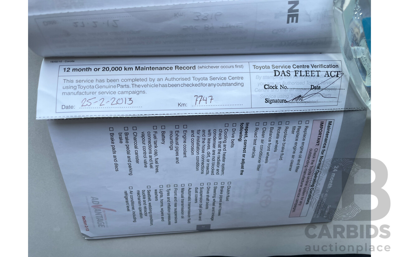 10/10 Toyota Corolla ASCENT FWD ZRE152R MY10 5D Hatchback White 1.8L