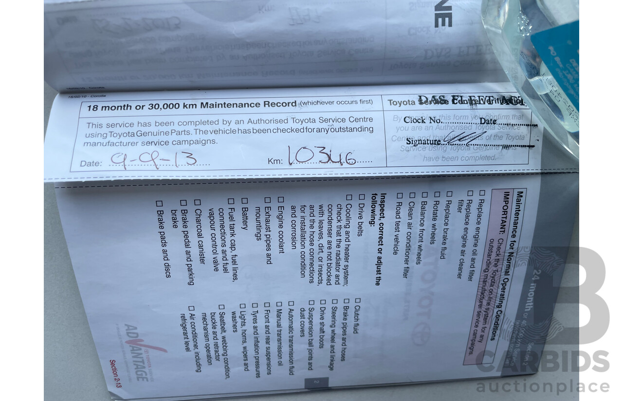 10/10 Toyota Corolla ASCENT FWD ZRE152R MY10 5D Hatchback White 1.8L