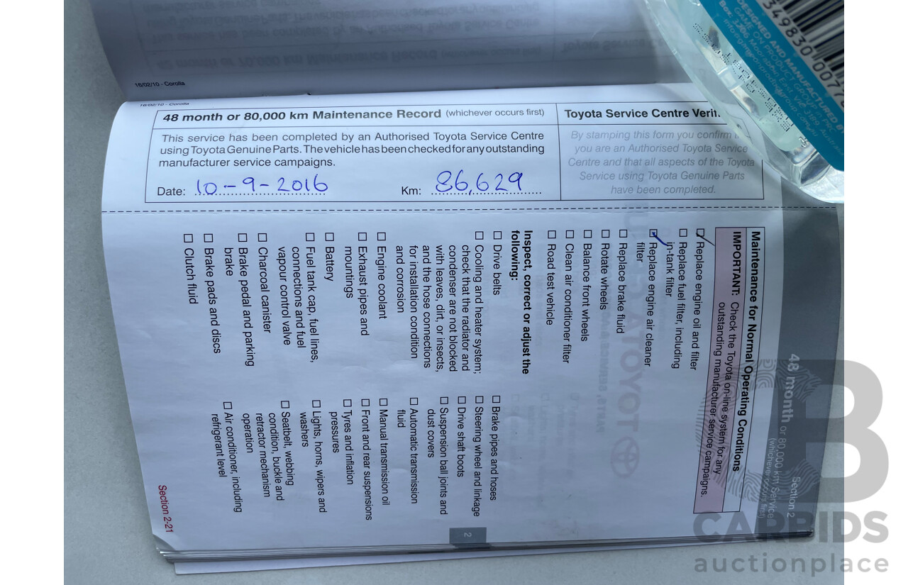 10/10 Toyota Corolla ASCENT FWD ZRE152R MY10 5D Hatchback White 1.8L