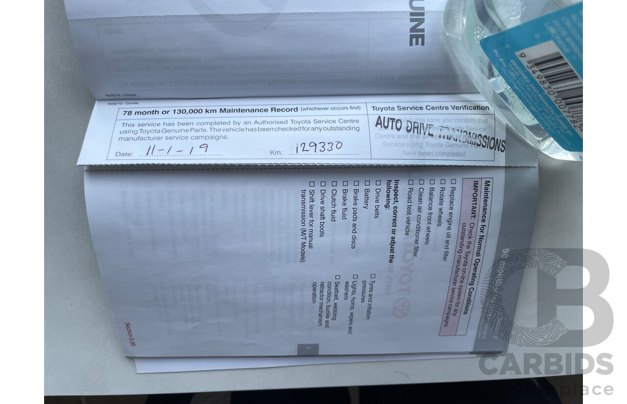 10/10 Toyota Corolla ASCENT FWD ZRE152R MY10 5D Hatchback White 1.8L