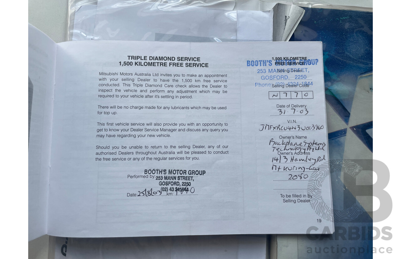 7/2003 Mitsubishi Outlander XLS ZE 4d Wagon Silver 2.4L