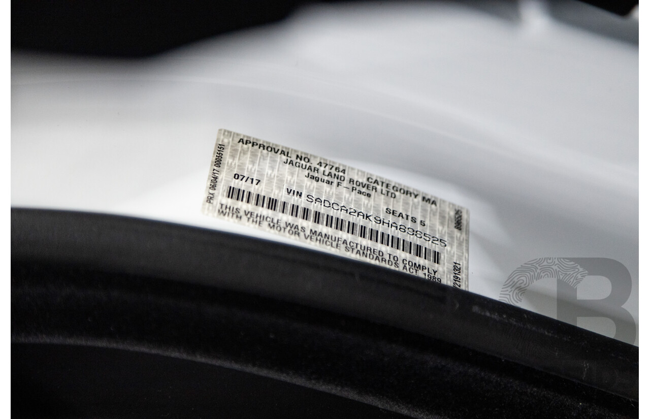 07/2017 Jaguar F-Pace 30d Portfolio (AWD) X761 MY17 4d Wagon Polaris White Twin Turbo Diesel 3.0L