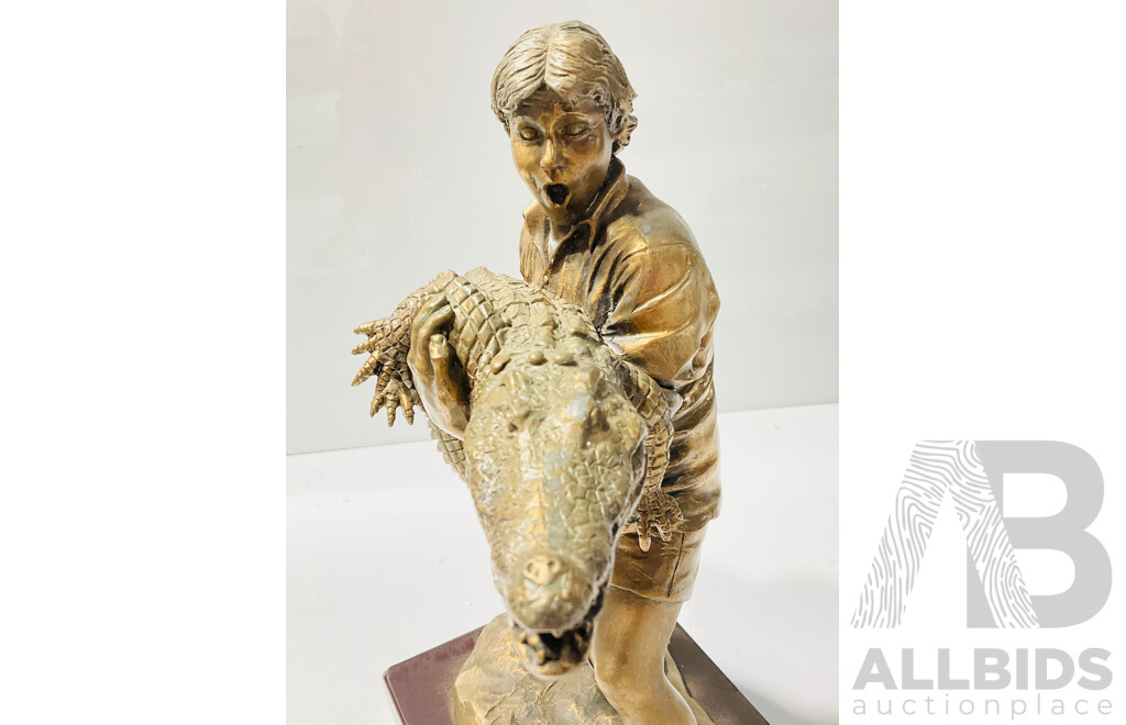 Limited Edition Bronze Tribute Figurine of Steve Irwin, the Crocodile Hunter - in Original Box with Certificate of Authenticity