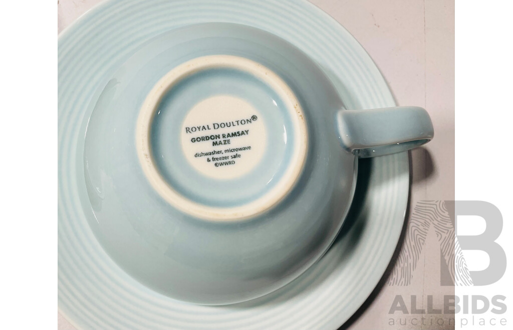 Pair of Wedgwood Windsor Christmas Espresso Cups, Alongside Some Wedgwood Windsor Springtime Crockery and a Royal Doulton Gordon Ramsay Maze Large Cup and Saucer