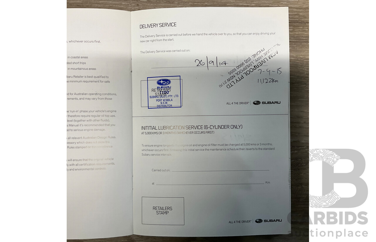 9/2014 Subaru Outback 2.0D Premium (AWD) MY14 4d Wagon Pearl White Metallic Turbo Diesel 2.0L