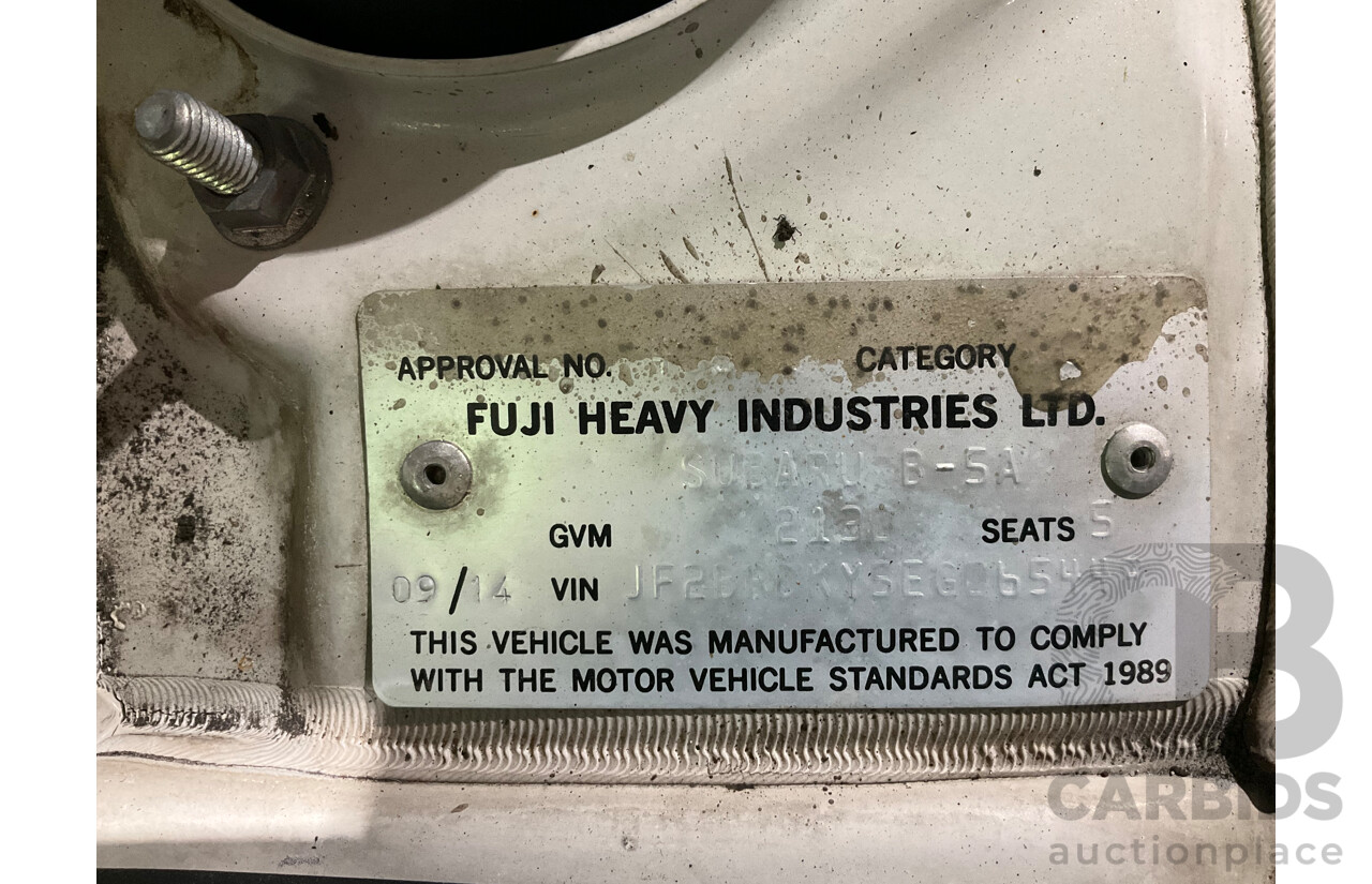 9/2014 Subaru Outback 2.0D Premium (AWD) MY14 4d Wagon Pearl White Metallic Turbo Diesel 2.0L