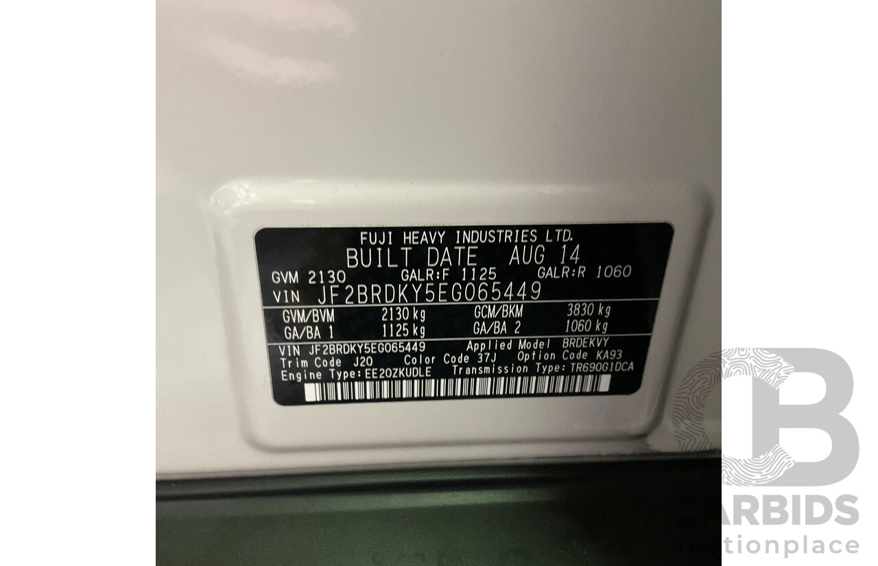 9/2014 Subaru Outback 2.0D Premium (AWD) MY14 4d Wagon Pearl White Metallic Turbo Diesel 2.0L