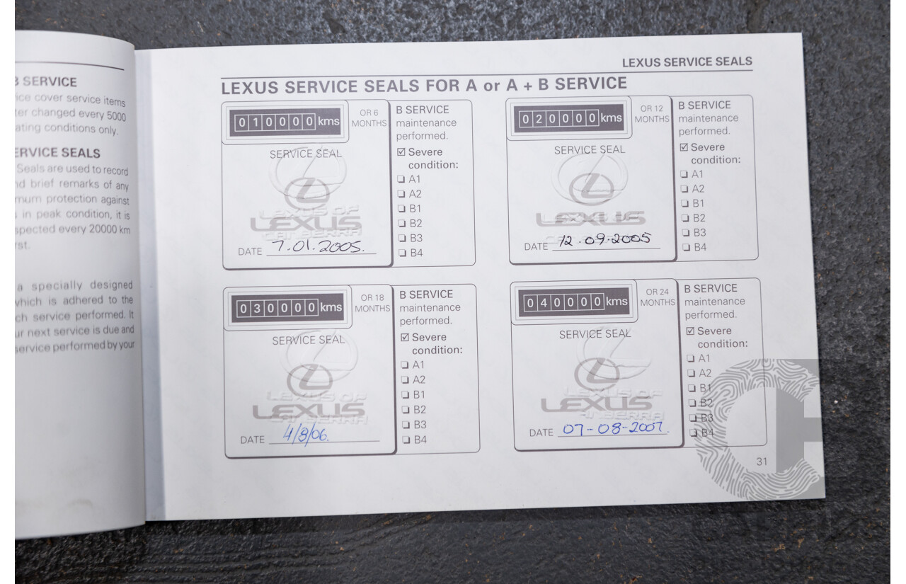 03/2004 Lexus LS430 RWD UCF30R 4d Sedan Sandstone Mica Metallic V8 4.3L