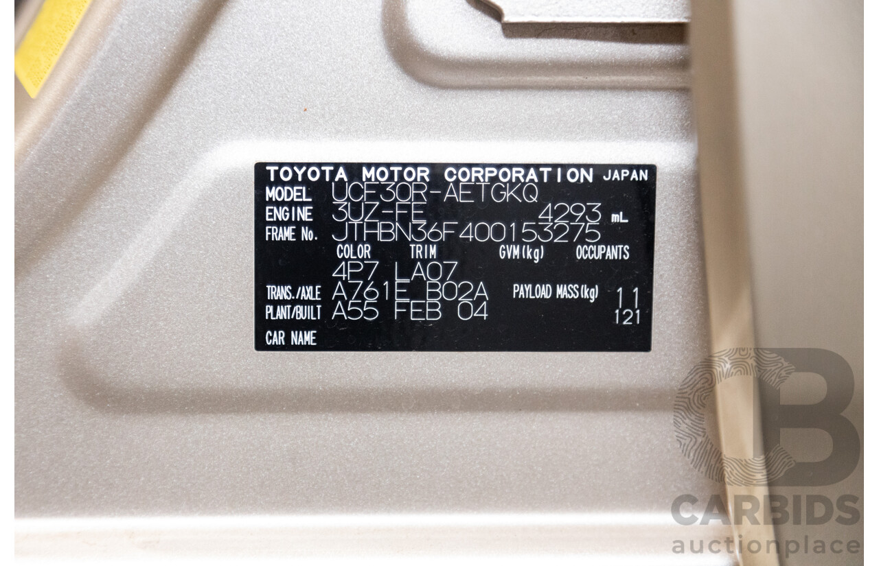 03/2004 Lexus LS430 RWD UCF30R 4d Sedan Sandstone Mica Metallic V8 4.3L