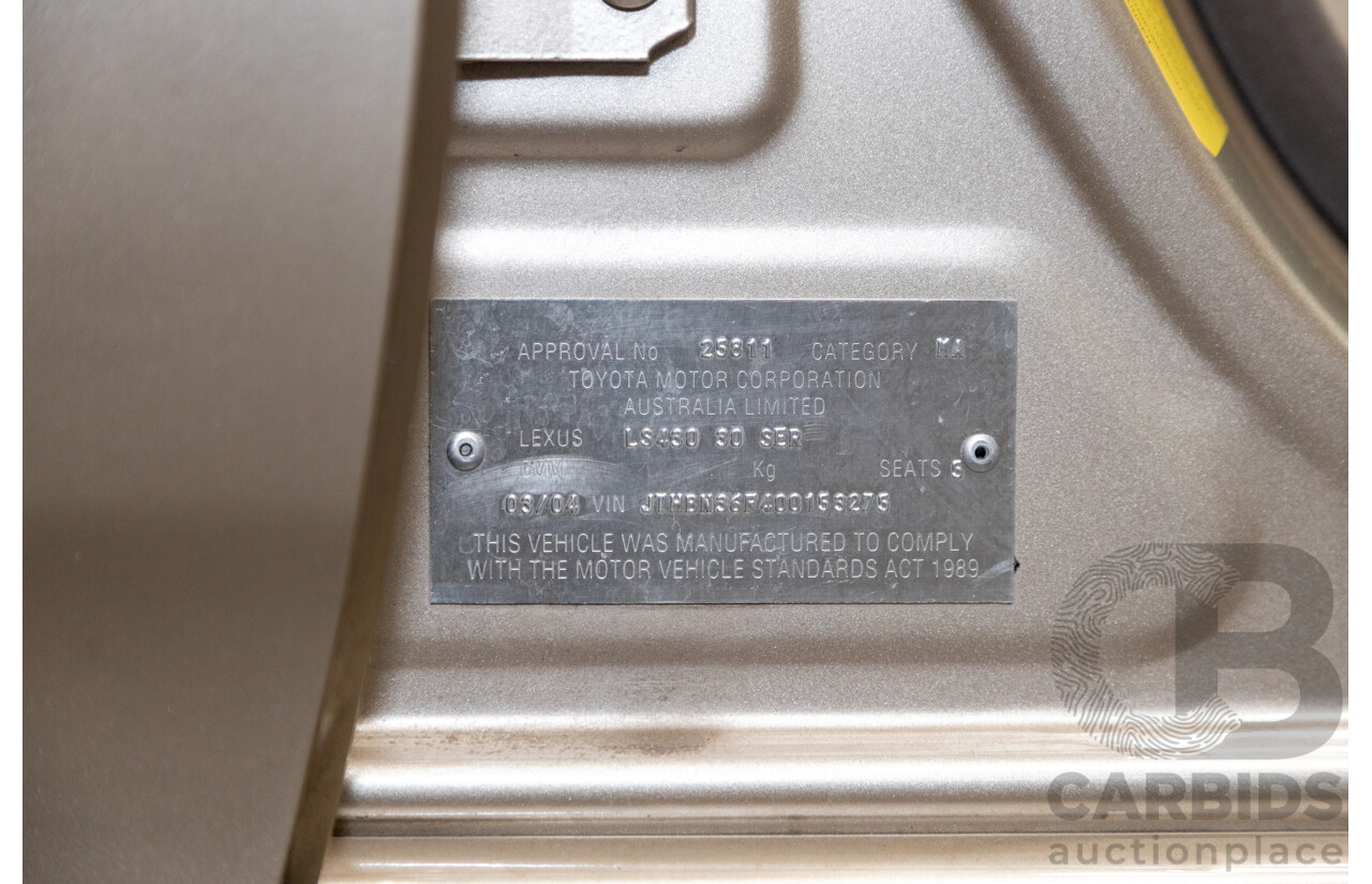 03/2004 Lexus LS430 RWD UCF30R 4d Sedan Sandstone Mica Metallic V8 4.3L