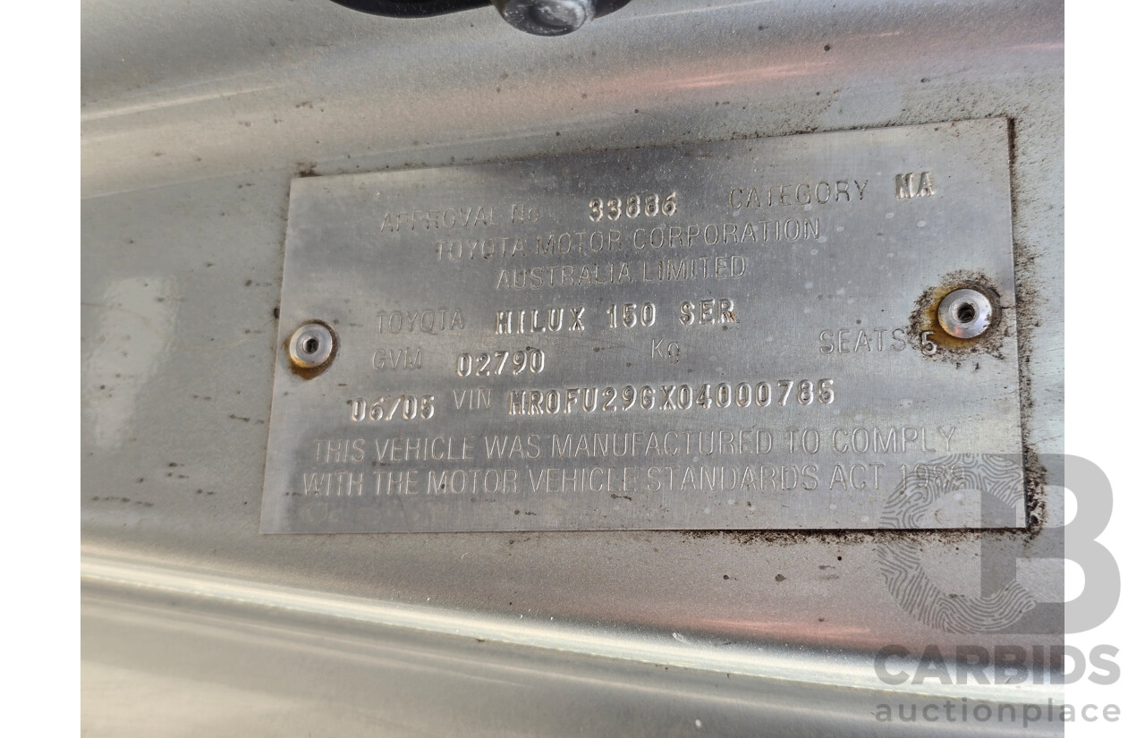 6/2005 Toyota Hilux SR5 (4x4) GGN25R 4d Dual Cab P/Up Silver Metallic V6 4.0L