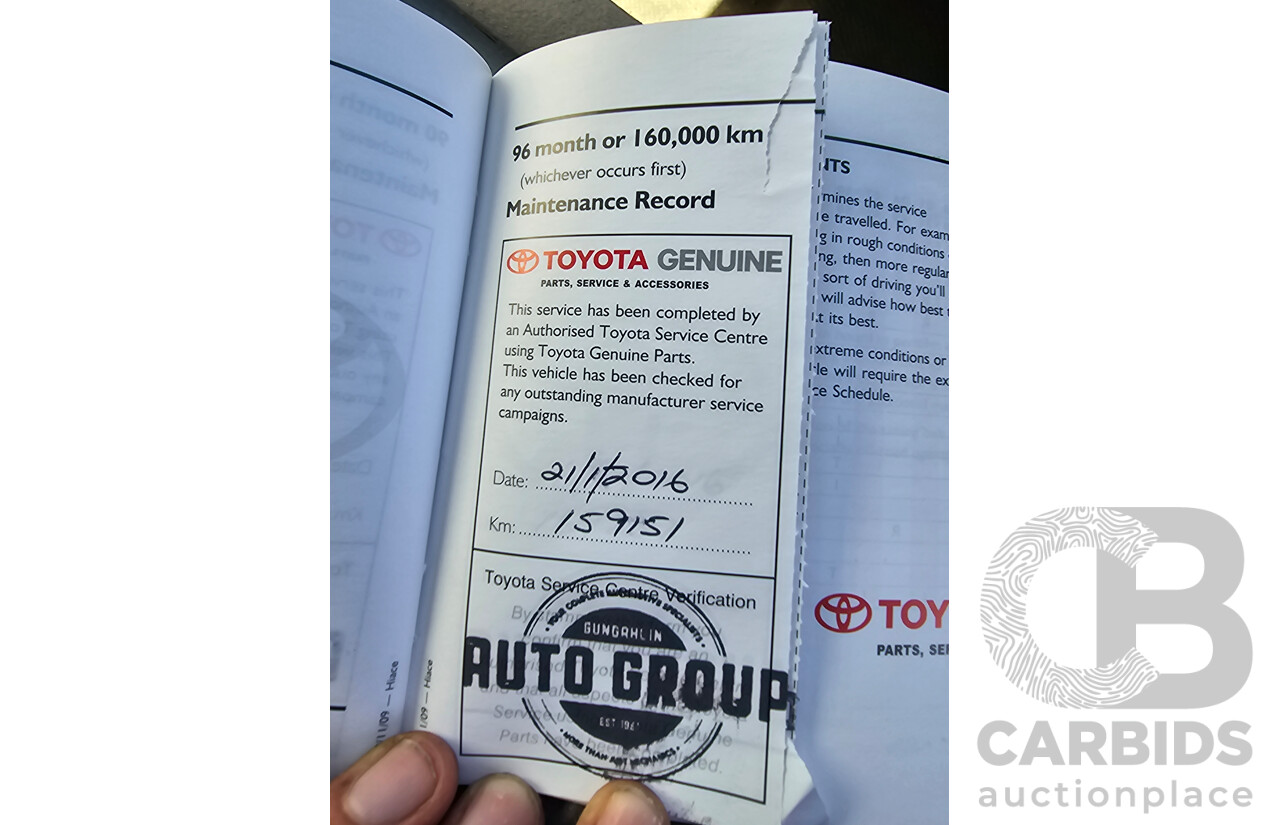 3/2010 Toyota Hiace LWB KDH201R 4d Van White Turbo Diesel 3.0L