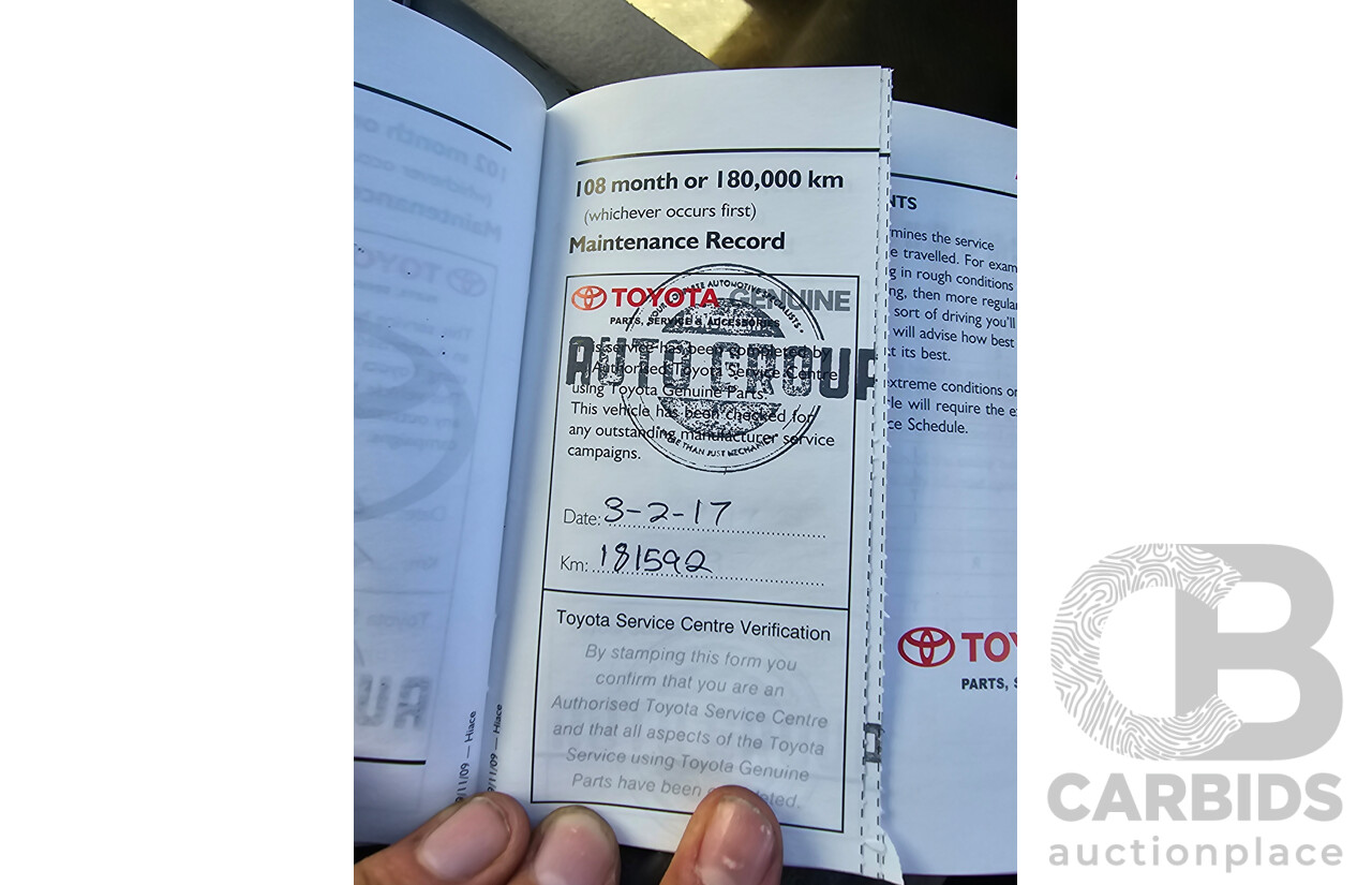 3/2010 Toyota Hiace LWB KDH201R 4d Van White Turbo Diesel 3.0L