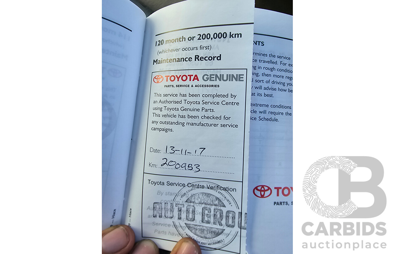 3/2010 Toyota Hiace LWB KDH201R 4d Van White Turbo Diesel 3.0L