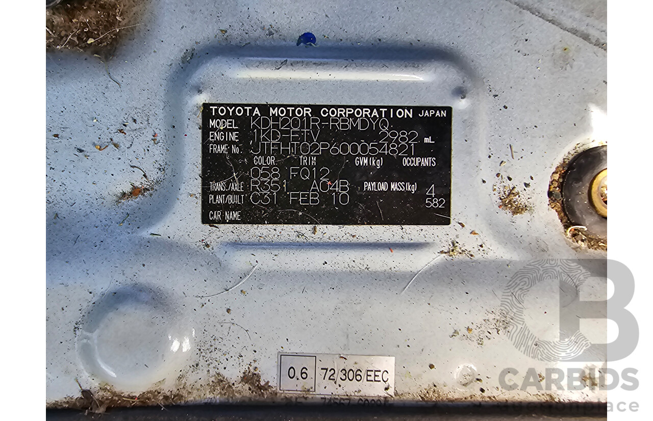 3/2010 Toyota Hiace LWB KDH201R 4d Van White Turbo Diesel 3.0L