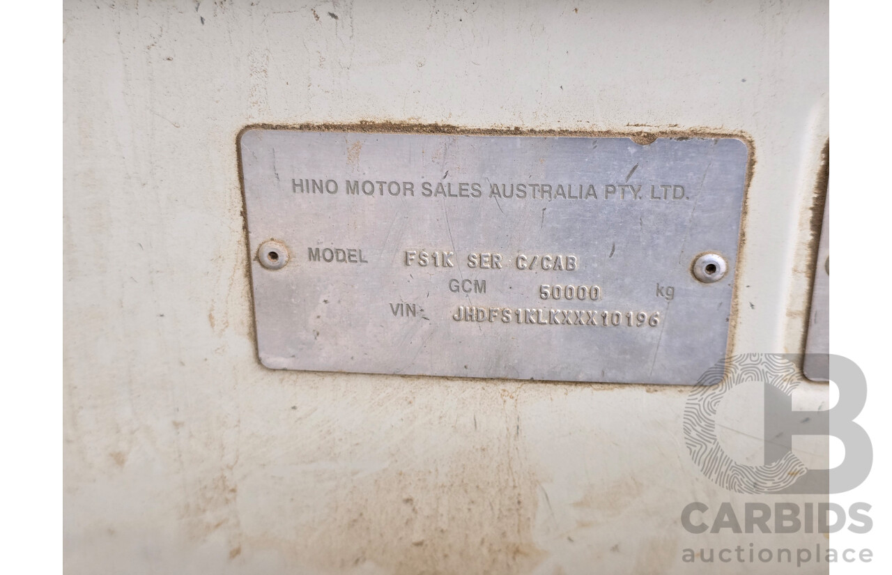 10/1997 Hino FS1K Series 6x4 Tipper Truck 2d Cab Chassis White Turbo Diesel