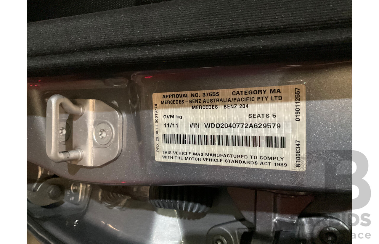 11/2011 Mercedes-Benz C63 AMG W204 MY11 4d Sedan Palladium Silver Metallic V8 6.2L