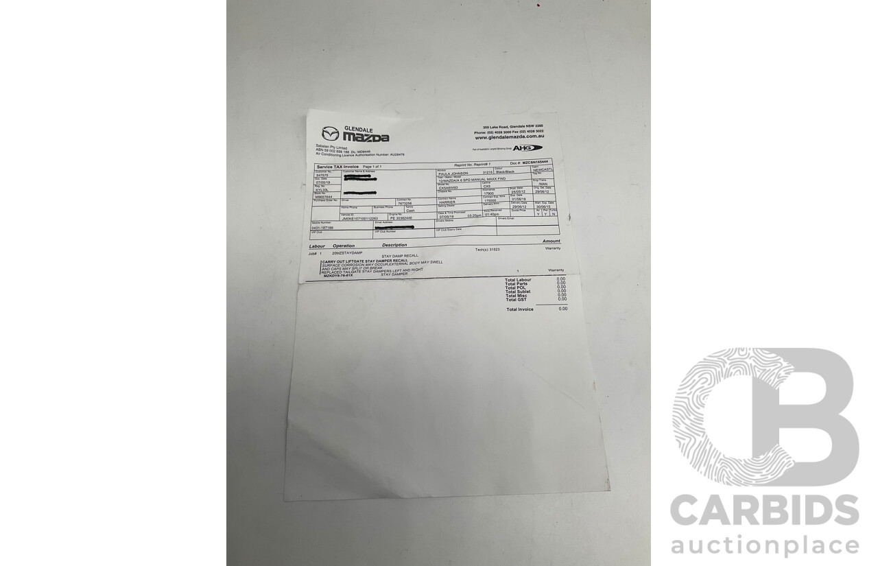 6/2012 Mazda CX-5 MAXX (4x2) 4d Wagon Black 2.0L